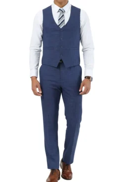 Stacy Adams - 3 Piece Hybrid Fit Notch Lapel Suit in Indigo