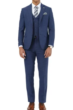Stacy Adams - 3 Piece Hybrid Fit Notch Lapel Suit in Indigo