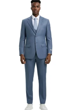 Stacy Adams - 3 Piece Hybrid Fit Ocean Textured Suit