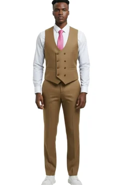 Stacy Adams - 3 Piece Hybrid Fit Oatmeal Textured Suit