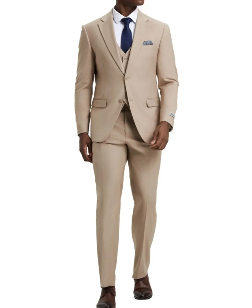 Stacy Adams - 3 Piece Hybrid Fit Suit in Tan