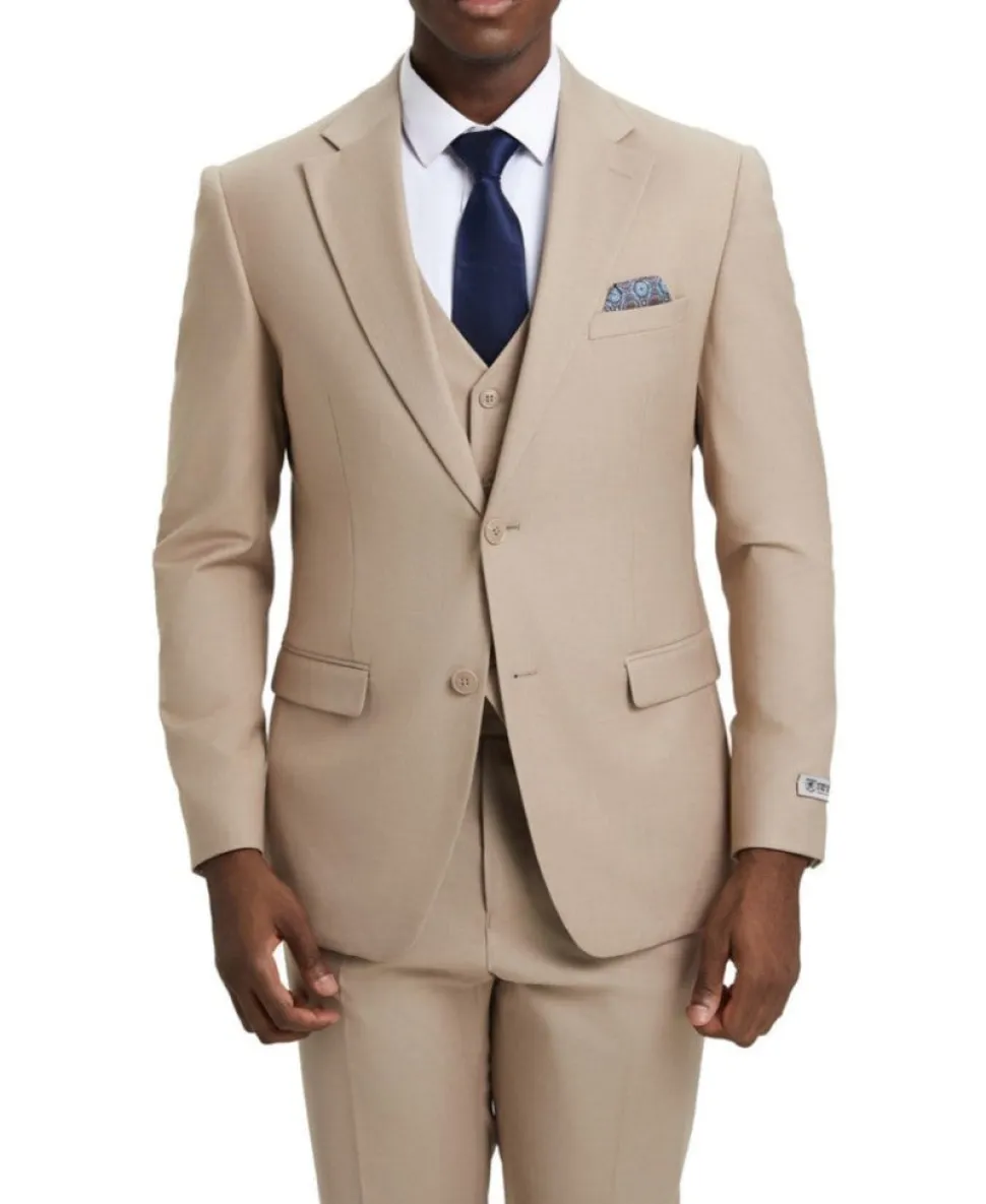 Stacy Adams - 3 Piece Hybrid Fit Suit in Tan