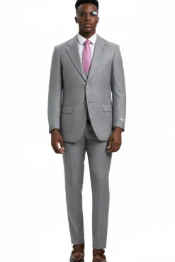 Stacy Adams - 3 Piece Hybrid Fit Stone Gray Textured Suit