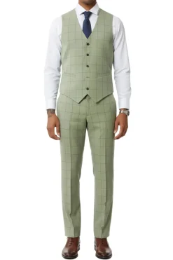 Stacy Adams - 3 Piece Suit 2 Buttons Windowpane Hybrid Fit In Green