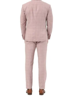 Stacy Adams - Pink 2 Piece Hybrid Fit Windowpane Double Breasted Suit