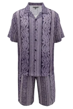 Stacy Adams - Purple Vertical Paisley Short Walking Suit Set