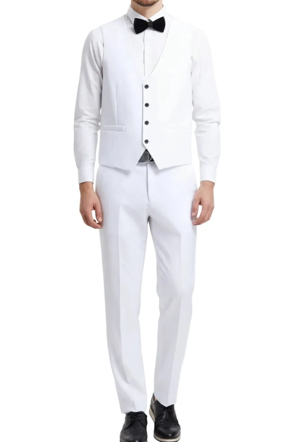 Stacy Adams - White 3 Piece Hybrid Fit Tuxedo Satin Shawl Lapel