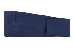 Stretch Cotton Flat Front Pants Straight Legs in Blue