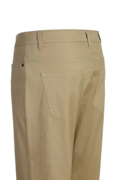 Stretch Cotton Flat Front Pants Straight Legs in Khaki