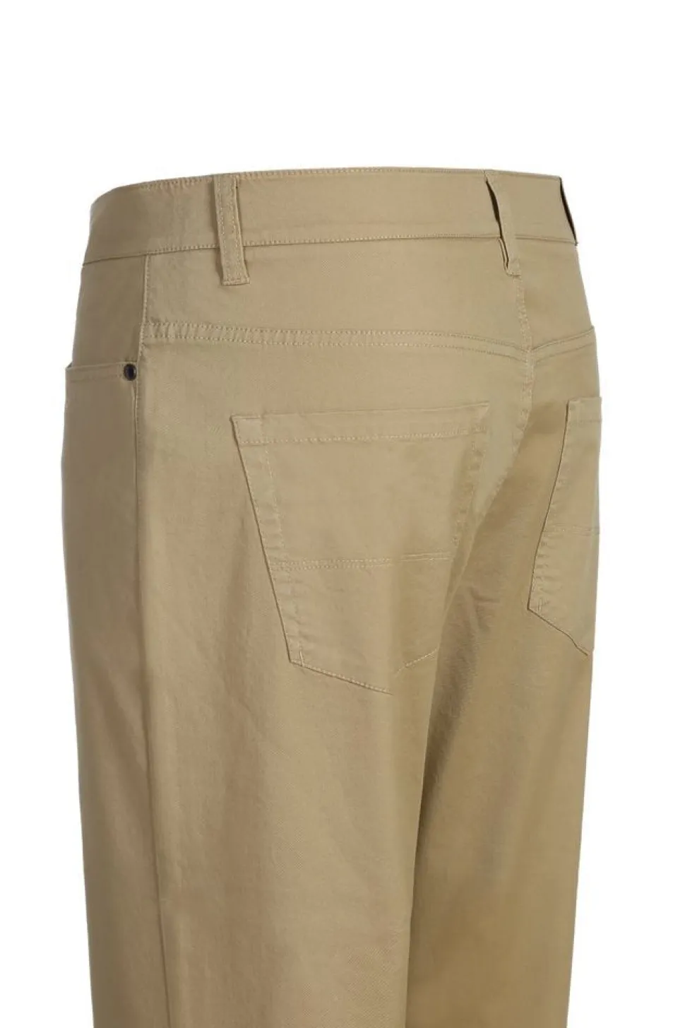 Stretch Cotton Flat Front Pants Straight Legs in Khaki