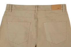 Stretch Cotton Flat Front Pants Straight Legs in Khaki