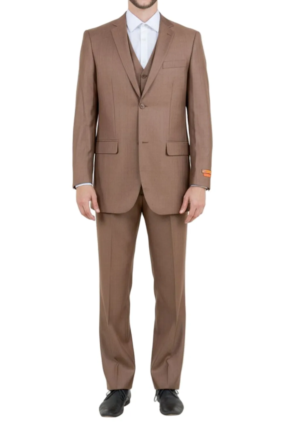 Toast 3 Piece Modern Fit Suit 2 Button V-Neck Vest