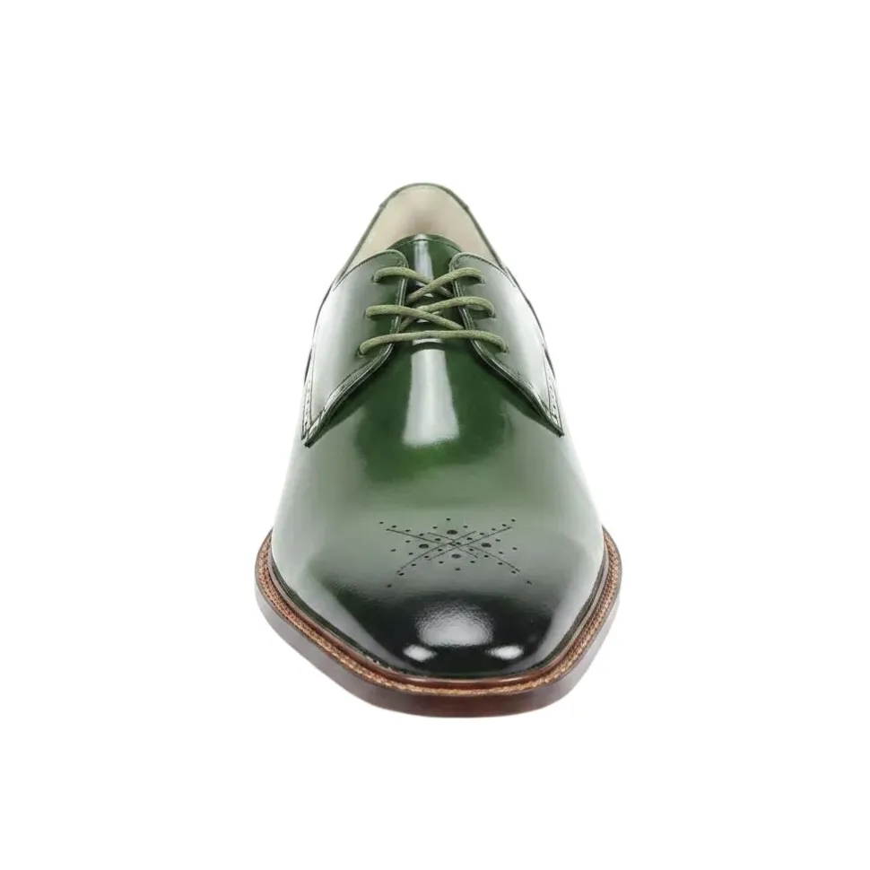Toby Collection - Green Medallion Toe Lace-Up Dress Shoes
