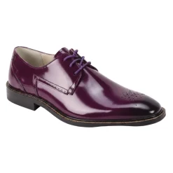 Toby Collection - Purple Medallion Toe Lace-Up Dress Shoes