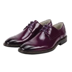 Toby Collection - Purple Medallion Toe Lace-Up Dress Shoes