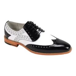 Troy Collection - Leather Wingtip Lace-up Dress Shoes - Black/White