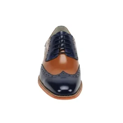 Troy Collection - Leather Wingtip Lace-up Dress Shoes - Navy/Tan