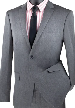 Ultra Slim Fit 2 Piece Suit Stretch Fabric in Solid Charcoal