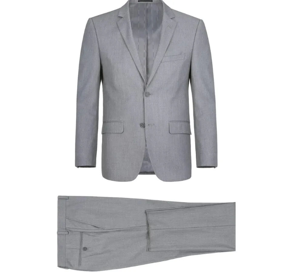 Vanderbilt Collection - Classic 2 Piece Suit 2 Buttons Regular Fit In Light Gray