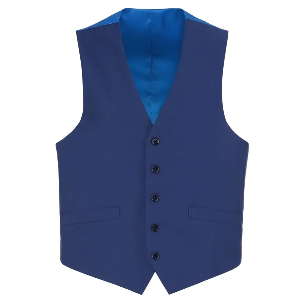 Vanderbilt Collection - Classic Dress Vest 5 Buttons Regular Fit In Blue