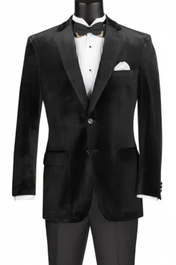 Velvet Regular Fit Fashion Jacket in Black