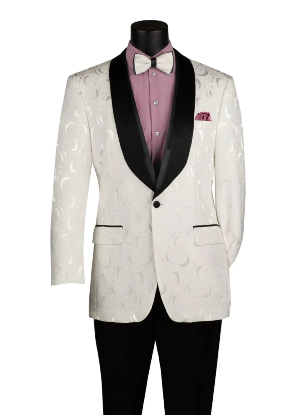 White Regular Fit Blazer Shawl Lapel
