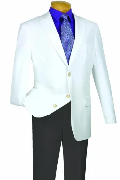 White Regular Fit 3 Button Blazer