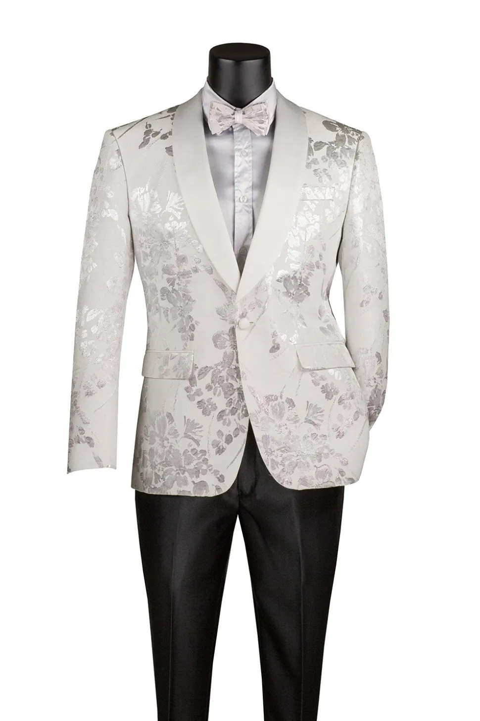 White Slim Fit Fashion Jacket Shawl Lapel