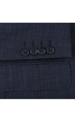 Wool Blend Regular Fit Suit 2 Piece Suit 2 Button in Navy