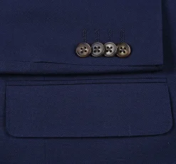 Wool Regular Fit Blazer Solid Color in Dark Navy