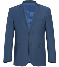 Wool Single Breasted Dress Suit Slim Fit 2 Piece 2 Button in Blue